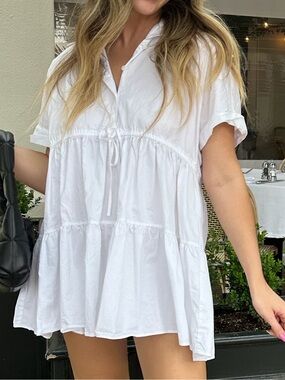 Zara White Tiered Babydoll Short Sleeve Tunic